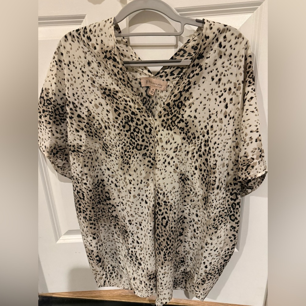 Philosophy Leopard Print Blouse - Black and Cream